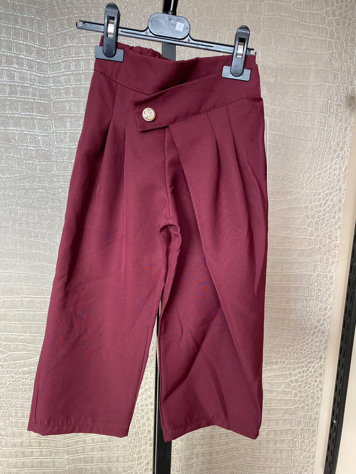 Wide Leg Broek met Gouden Knoop