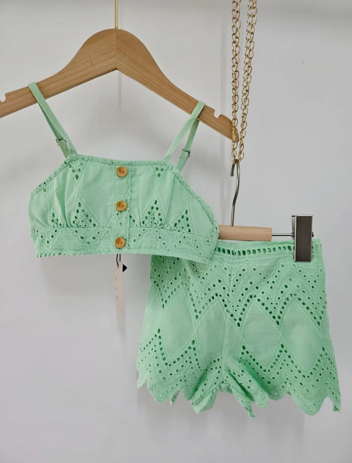 Set van effen crop-top en short voor meisjes