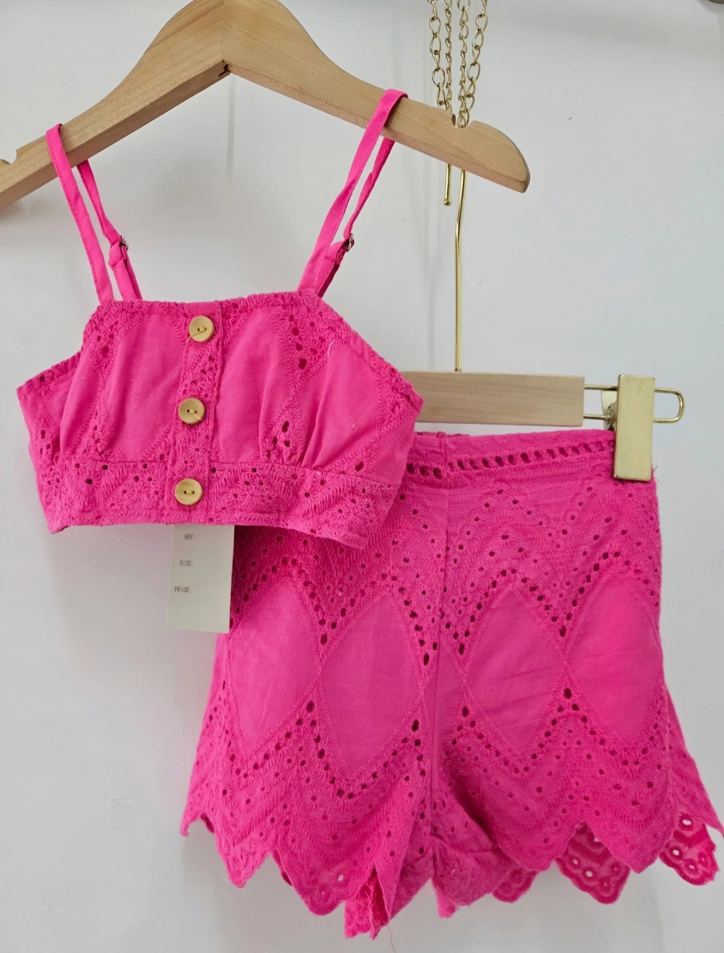 Set van effen crop-top en short voor meisjes